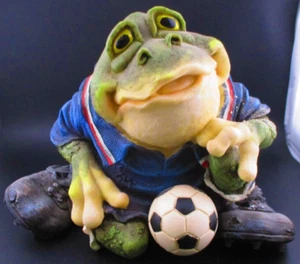 6" Tall Ceramic Soccer Frog Piggy Bank, Does have plug for underneath - Picture 1 of 6