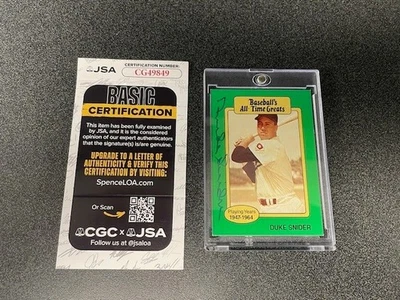 Duke Sniderbaseball All-Time Greats Autograph JSA Authenticated - Image 1 of 3