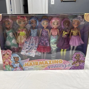 Hairmazing 7 Pack 11.5" Fashion Doll Set Fairy Princess Ballerina New Damaged Bo - Picture 1 of 3