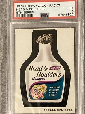 1974 WACKY PACKS HEAD AND SHOULDERS AS HEAD AND BOULDERS  OVER 50 YEARS OLD   - Image 1 of 2
