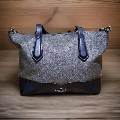 Kate Spade New York Lola Glitter Small Satchel Dusk Navy Blue Purse Bag WKR00159 - Image 1 of 4