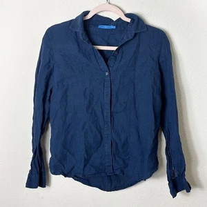 J. McLaughlin 100% Navy Blue Button Down Shirt size XS - Picture 1 of 7