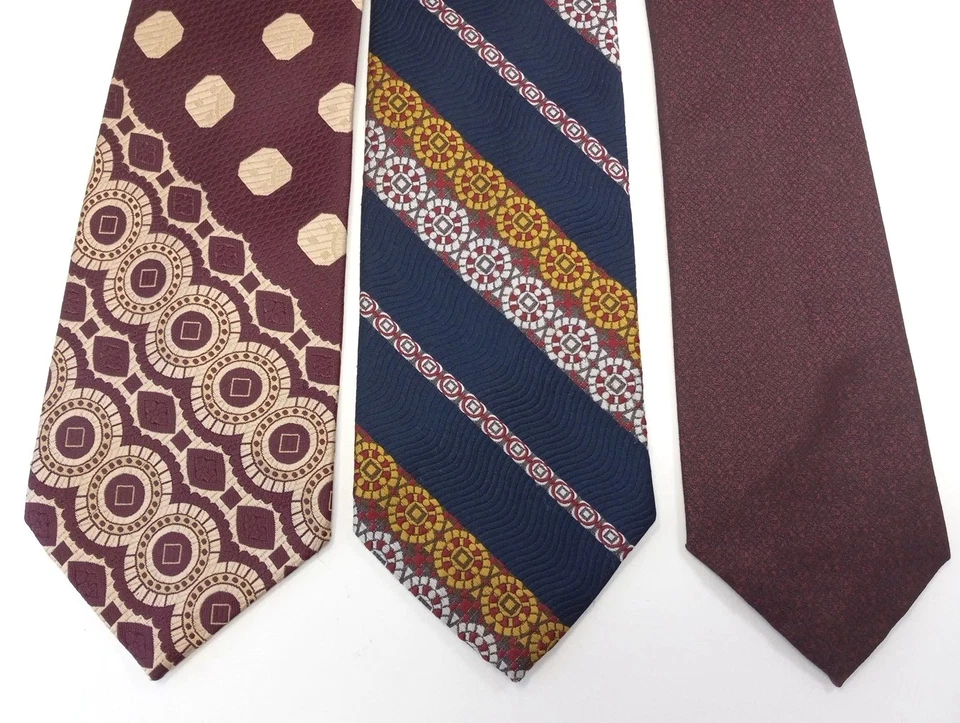 Lote De 3 Corbatas Retro Para Hombre Funky Años 50 60 Borgoña De Colección Disco Poliéster Anchas  Foto 1 de 4