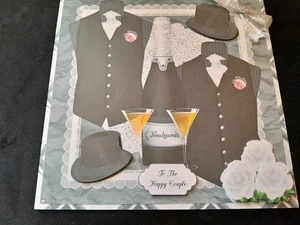 New Handmade Groom And Groom Themed Wedding Card size 8" X 8" - Picture 1 of 5