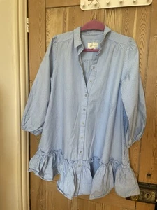 Anthropologie Crisp Blue And White Striped Shirt Dress - Picture 1 of 6