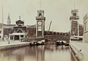 Antique Venice Italy Albumen Photo Cabinet Card Arsenal Towers Canal Naya 1880s - Picture 1 of 4