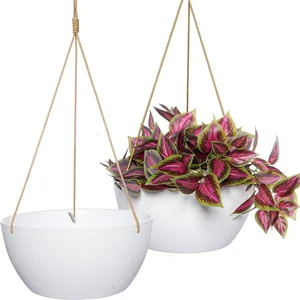 12 Inch 2 Pack Large Hanging Planters for Indoor Outdoor 12inch, White  - Picture 1 of 6