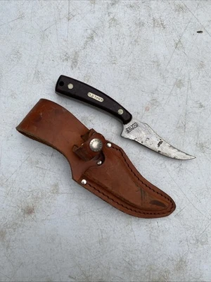 Cuchillo de hoja fija Schrade 152 Old Timer EE. UU. con funda de cuero vintage Foto 1 de 4