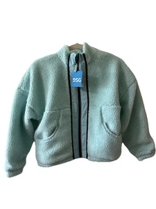 DSG ' COZY FLEECE FULL ZIP ' GIRLS SHERPA ' LARGE  14' SHORESIDE BLUE - Picture 1 of 10