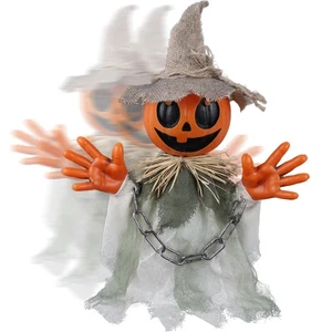 Animatronic Halloween Decorations – 16″ Walking Pumpkin Ghost with Sound & To... - Picture 1 of 8