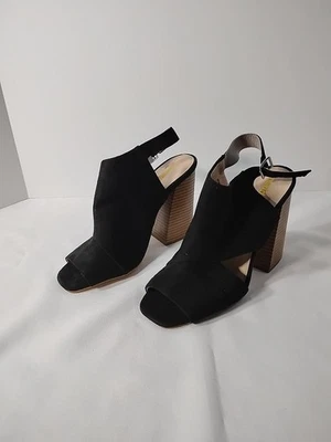 Sandalias Steve Madden Niña Talla 10M Negras Microgamuza Cordones Peep Puntera Cuadrada Foto 1 de 4