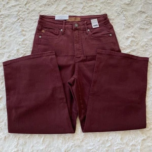Pantalones de mezclilla para mujer Judy Blue talla 3/26 cintura alta recortados pierna ancha en borgoña - Imagen 1 de 12