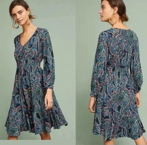 Anthropologie Maeve Maplewood Midi Boho Paisley Langarm Kleid Größe Small - Bild 1 von 16