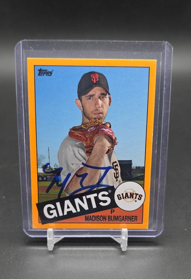 2013 Topps Archives - Madison Bumgarner #129 Orange Day Glow Autographed On-Card - Image 1 of 1