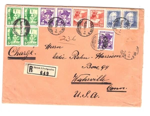 Schweiz großer Einschreibenbrief zu US Etiketten auf Rückseite - Bild 1 von 2