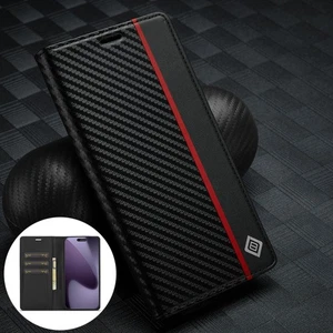 For iPhone 17 16 Pro Max 15 14 13 12 Carbon Fiber Leather Wallet Flip Case Cover - Picture 1 of 11