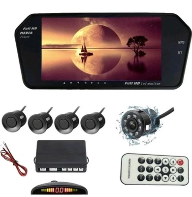 7Inch Bt Full HD Rearview Monitor Screen With Black Sensor & Camera For Car - Image 1 of 4