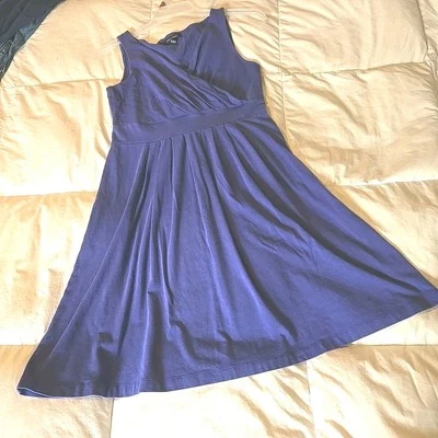 Lands End Women’s Dress Purple sm 6-8 Sleeveless Wrap Style Summer Jersey  - Image 1 of 4