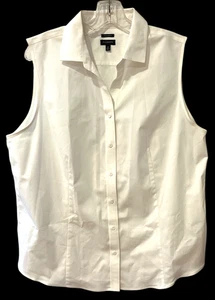 Blusa Talbots Mujer 18 Blanca Sin Mangas Resistente a las Arrugas Clásica Preppy Oficina - Imagen 1 de 5