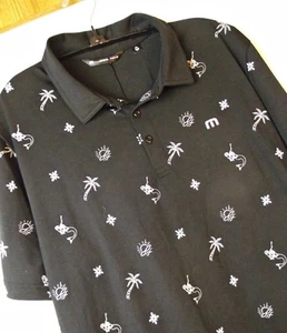 NEW TAGS Travis Mathew Mens Polo Golf Shirt Performance Dark Tropics Cove Dive - Picture 1 of 6