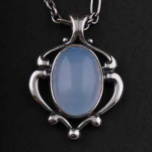 GEORG JENSEN Sterling Pendant of The Year 2019, Silver with Blue Chalcedony. NEW