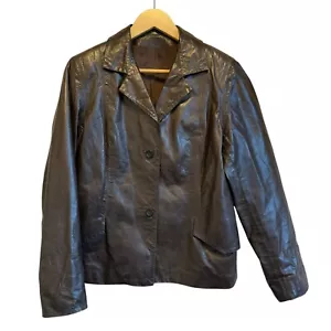 Peter Cohen Damen Leder Blazer Jacke mit Knopfverschluss Schwarz Größe L - Bild 1 von 7