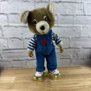 Skating Bear Doll Vintage Plush Really Skates Continuous Melody. Works! 14” Tall - Picture 1 of 14