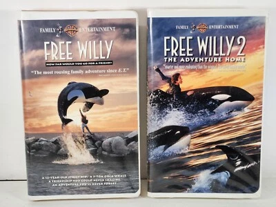 Lot Free Willy 1 & 2 VHS: Free Willy and The Adventure Home Foto 1 de 4