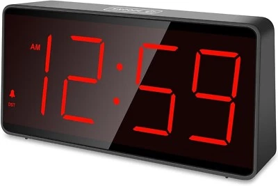 Digital Wecker Batteriebetrieben große Zahlen LED Snooze 12/24 Std. Modus C602 - Bild 1 von 4