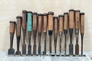 Vintage Japanese Chisel 14set Nomi /Hand Plane Saw Iron Hammer Hand Tool/d68 - Picture 1 of 24