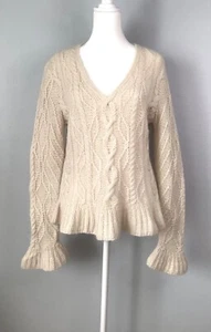 Lauren Ralph Lauren Hand Knit Wool Cashmere Sweater Top Cream - Picture 1 of 13