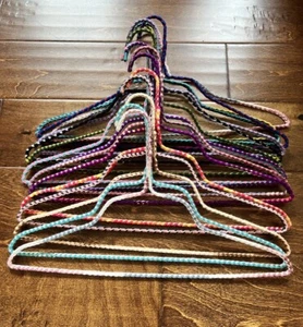 Hand Crochet Covered Colorful Yarn Wire Hangers, 16 Pack - Picture 1 of 12