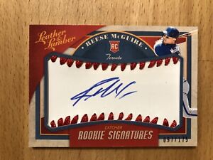 Reese McGuire 2019 Leather & Lumber Red Stitch On Ball Auto 097/175 Blue Jays