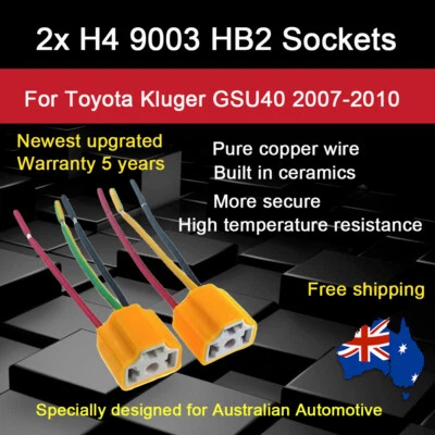 For Toyota Kluger 2007-2010 2x H4 Plug Adapter Socket Headlight Bulb Connector - image 1 of 4