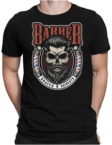 Barbershop Skull | Herren Fun T-Shirt S bis 4XL Friseur Shop Barbier Rockabilly - Bild 1 von 11