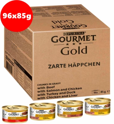 PURINA 96 x 85g Katzenfutter Nass GOURMET Gold Zarte Häppchen in Sauce - Bild 1 von 4