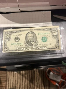 💵 1977 - $50 Dollar Bill United States Federal Reserve Note Money B21510209A 💸 - Picture 1 of 8