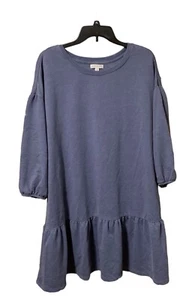 NWT Ultra Flirt Size 2X Dusty Blue Ruffle Hem Dress - Picture 1 of 8