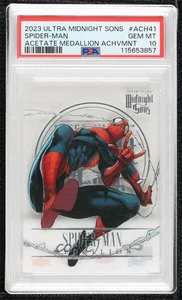 2023 Fleer Ultra Midnight Sons Medallions Acetate Spider-Man PSA 10 GEM MT 19dn - Picture 1 of 3