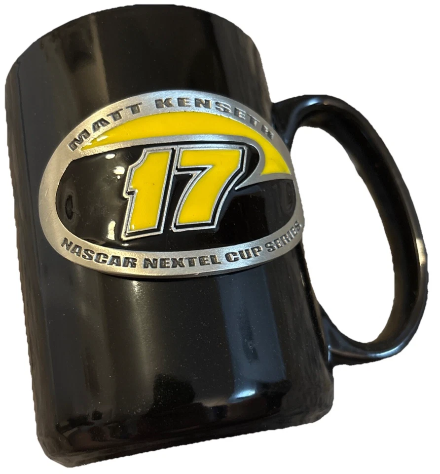 MATT KENSETH 16 OUNCE PORCLEIN COFFEE MUG WITH PEWTER EMBLEM ! FAST SHIPPING ! - Image 1 of 1