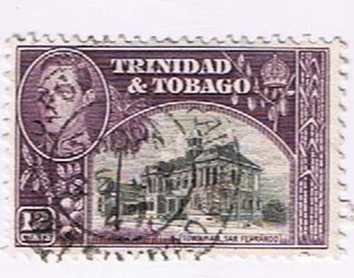 Estampillas Trinidad y Tobago 12d Marrón Rey Jorge VI C Foto 1 de 2