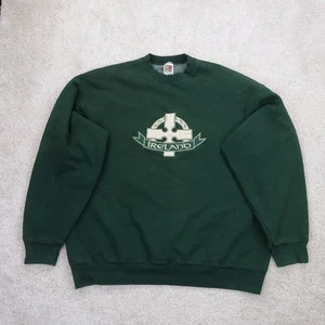Vintage Ireland Sweatshirt Mens XXL Green Celtic Cross USA Made - Picture 1 of 9