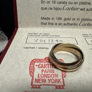Certified Cartier Trinity Ring 18K Yellow, White & Rose Gold, Size 52 (7.7g) - Picture 1 of 5