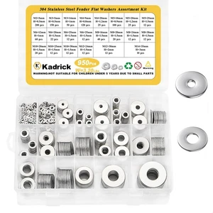 950 Pcs Large Fender Washers and Small Flat Washers Assortment Kit,22 Differe... - Picture 1 of 7