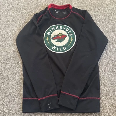 Suéter Minnesota Wild Para Hombres Pequeño Negro Manga Larga Camisa NHL Hockey MN Foto 1 de 4