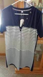 Etuikleid Damen XL XLarge MARINEBLAU/weiß gestreift/GRAU Etuikleid KURZARM - Bild 1 von 15