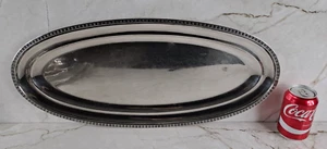 grand plat à poisson ovale en métal argenté art déco silverplate fish dish plate - Imagen 1 de 13