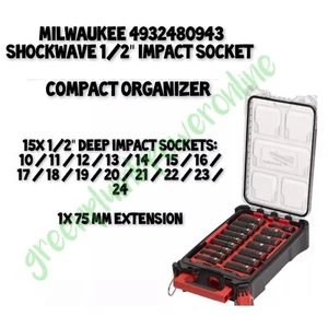Milwaukee 4932480943 1/2in Drive Packout Shockwave Impact Duty Socket Set 16pc - Picture 1 of 2
