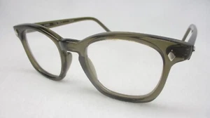 Pentax Hoya Eyeglasses Horn Rim 60's Style Dark Gray Frame Clear Lens 46 Small - Picture 1 of 6