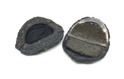 Hebillas de zapatos victorianas de plata esterlina con flores de alambre de luto pinzas para el cabello negras Foto 1 de 3